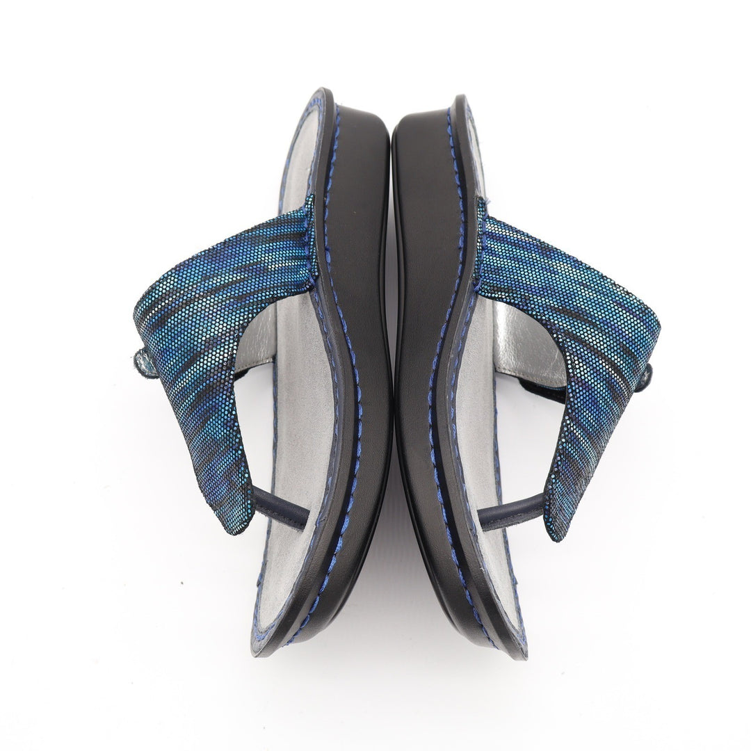 Alegria by PG Lite Blue Textured Thong Sandals Comfort Slides Size 38