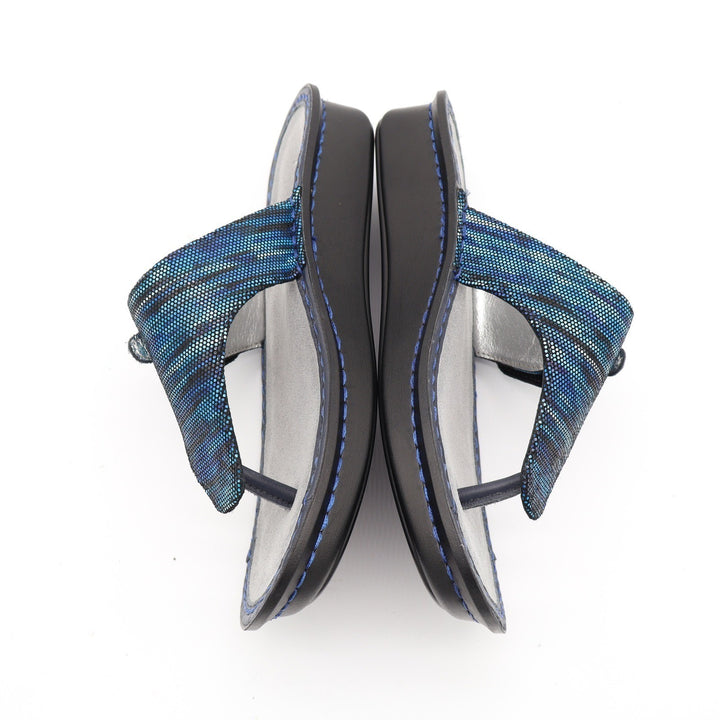 Alegria by PG Lite Blue Textured Thong Sandals Comfort Slides Size 38