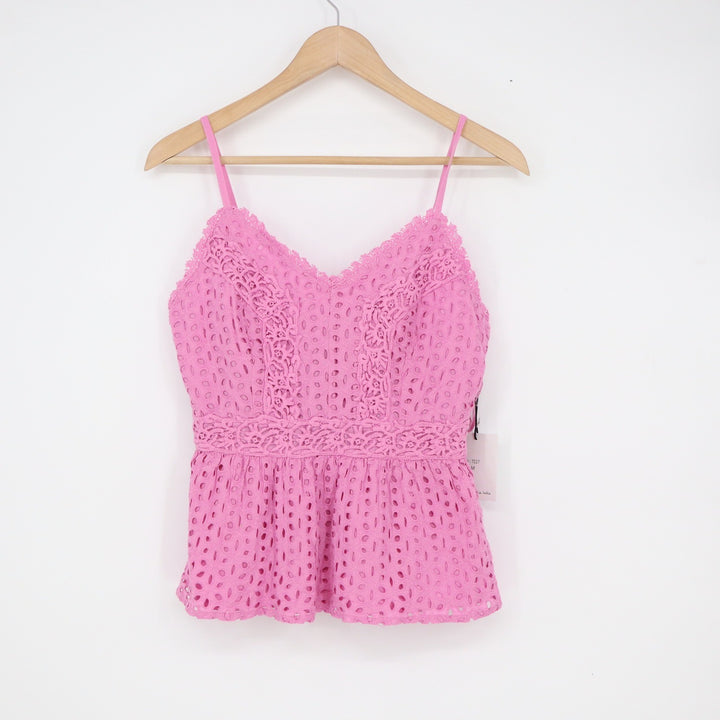 Japna Pink Eyelet Cotton Peplum Camisole Top Mens Size Medium NEW