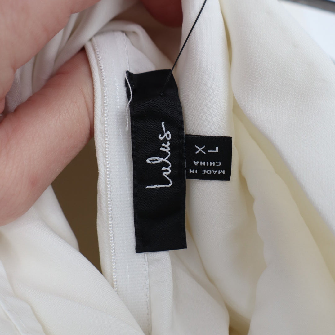 Lulus Sheath Dress Womens XL White Stretch Long Sleeve Round Neck Pullover