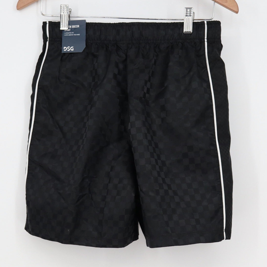 DSG Boys XL 18 Woven Soccer Shorts Pure Black Checkerboard