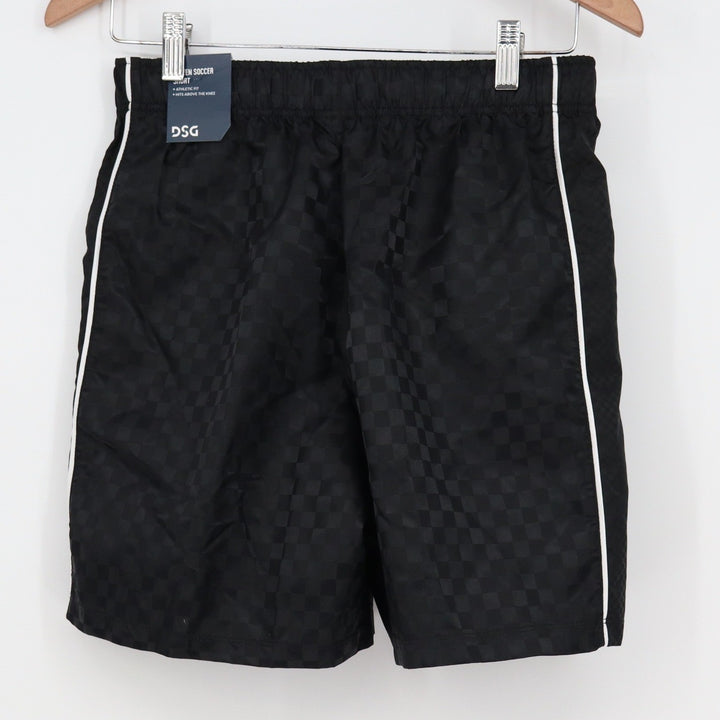 DSG Boys XL 18 Woven Soccer Shorts Pure Black Checkerboard