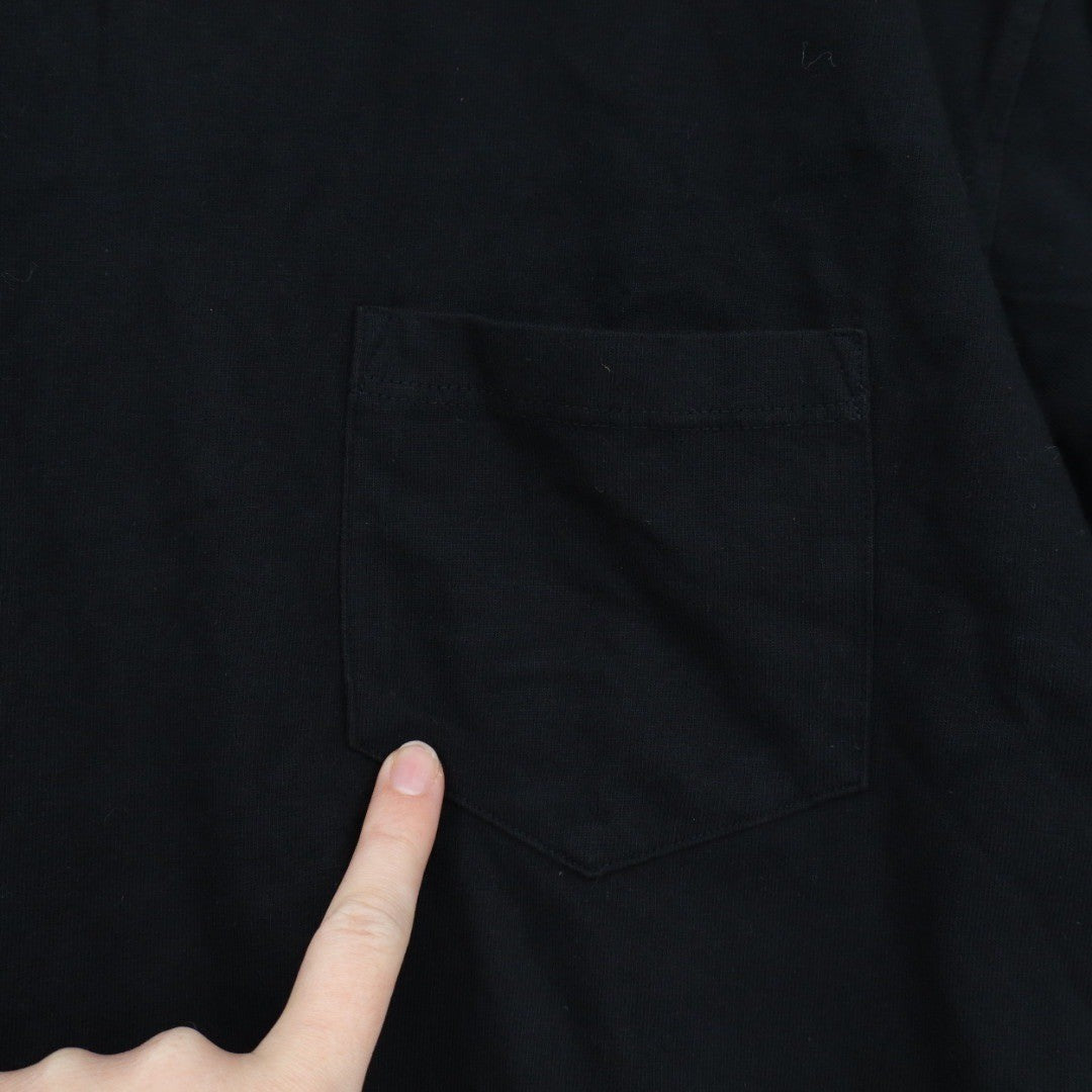 American Giant Mens Black Crew Neck Pocket Tee Made in USA Medium