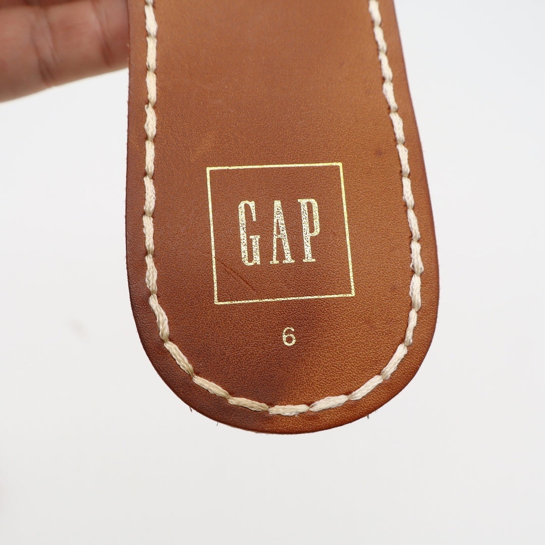Gap Womens Flat Slide Sandals Iconic Khaki Brown Minimalist Slip On Size 6