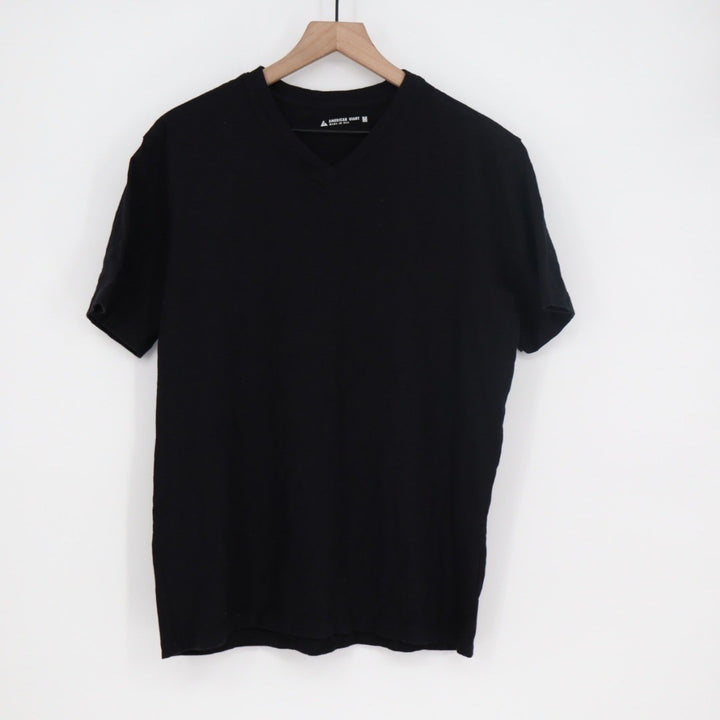 AMERICAN GIANT Mens Black V Neck T Shirt Made in USA Size Medium Basic Tee