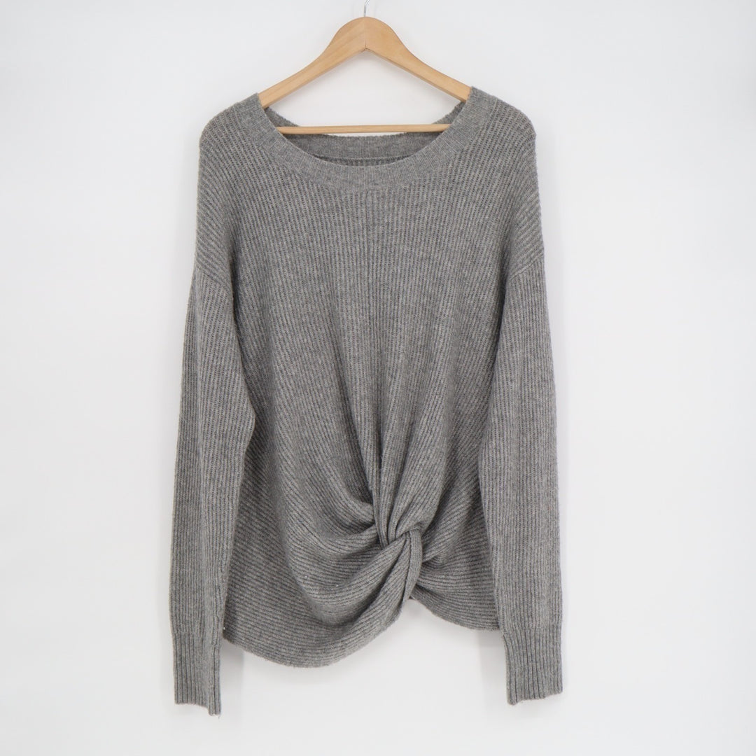 Offline by Aerie Sweater Womens Large Gray Knit Round Neck Twist Hem Pullover