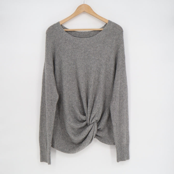 Offline by Aerie Sweater Womens Large Gray Knit Round Neck Twist Hem Pullover