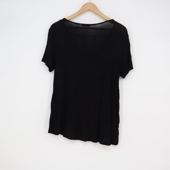 Cotton On Black Short Sleeve V-Neck T-Shirt Size M Relaxed Fit Basic Tee