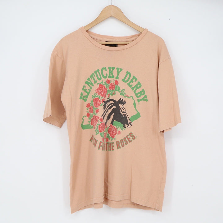 Retro Brand T-Shirt Women Small Kentucky Derby Run For The Roses Peach Excellent