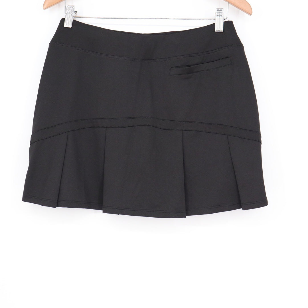 Black Pleated Athletic Skort Built-in Shorts Pockets Tennis Golf Size L/XXL