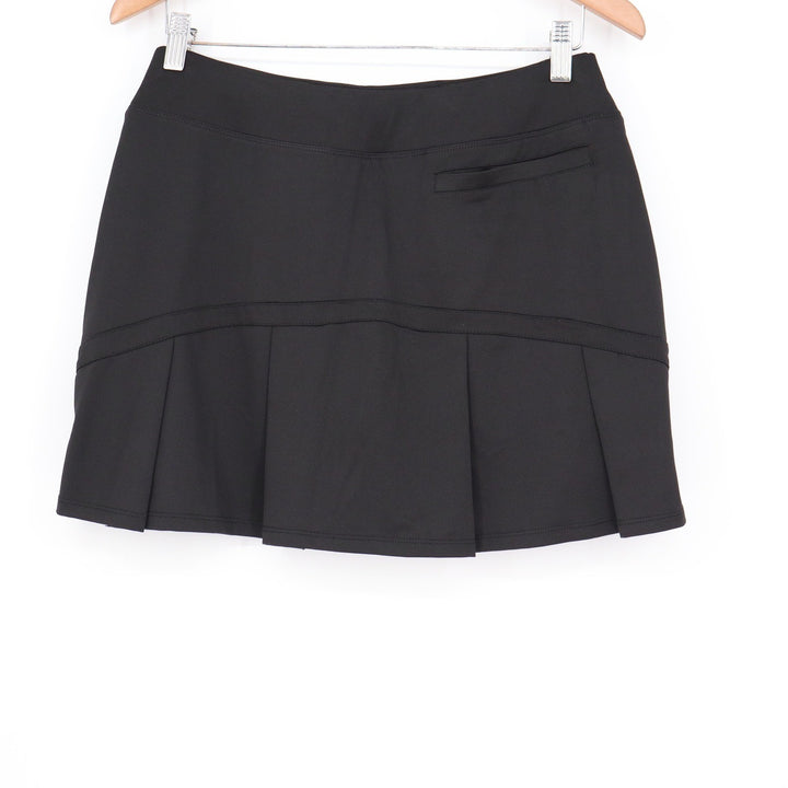 Black Pleated Athletic Skort Built-in Shorts Pockets Tennis Golf Size L/XXL