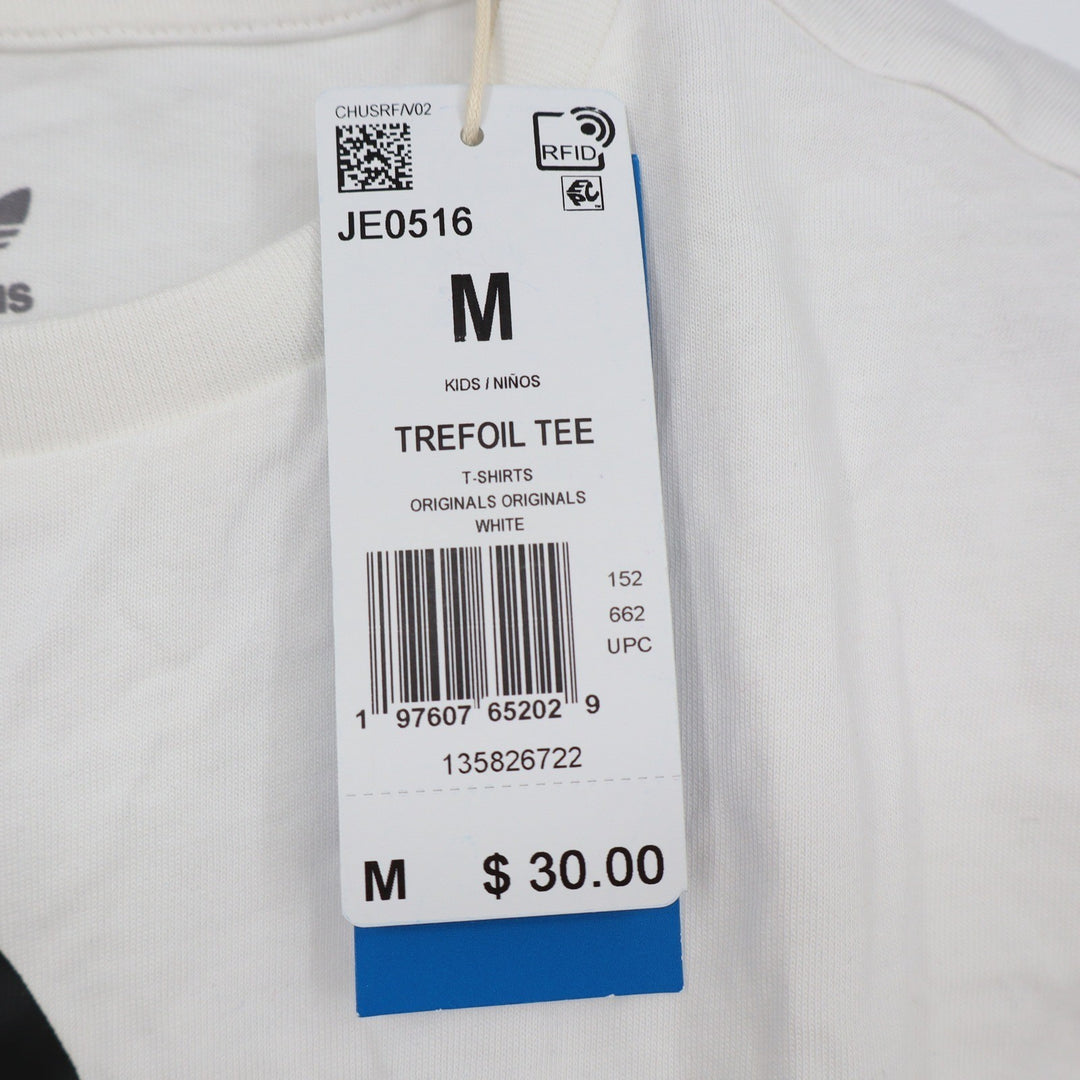 Adidas Originals Kids Trefoil Tee White Black Logo Shirt Size M 11-12Y