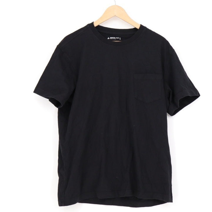 American Giant Mens Black Pocket T Shirt Crew Neck Cotton Made in USA Size L