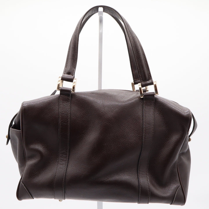 Pierre Cardin Satchel Bag Womens Medium Boston Dark Brown Leather Vintage Fair