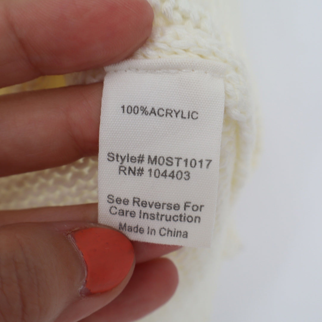 Day to Day Blu Pepper Cream Bobble Knit V-Neck Sweater Tank Top Large