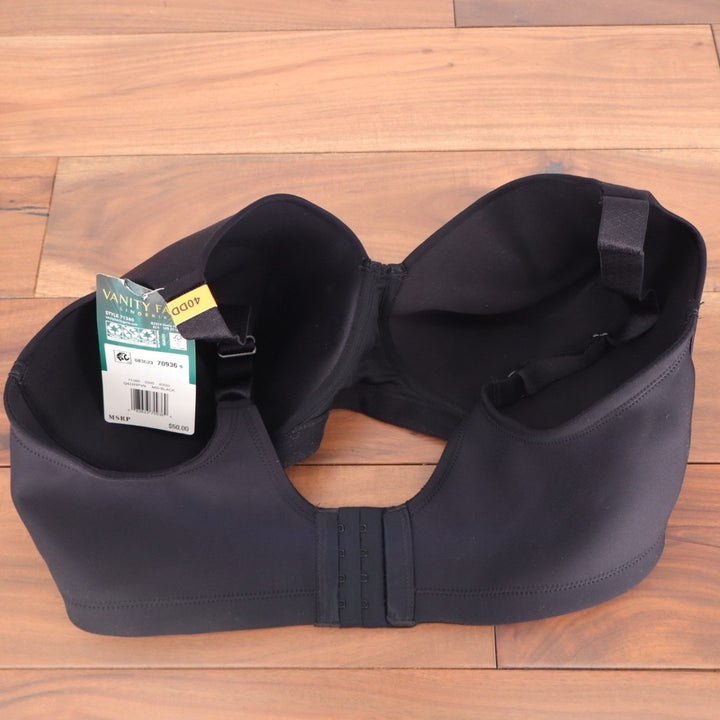 Vanity Fair Beauty Back Bra Women 40DD Black Stretch Full Figure Wirefree Padded