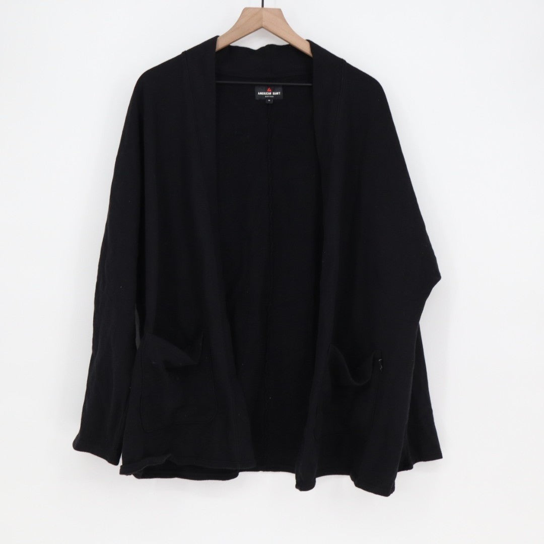 American Giant French Terry Cardigan Sweater Womens M Black Cotton Long Sleeve