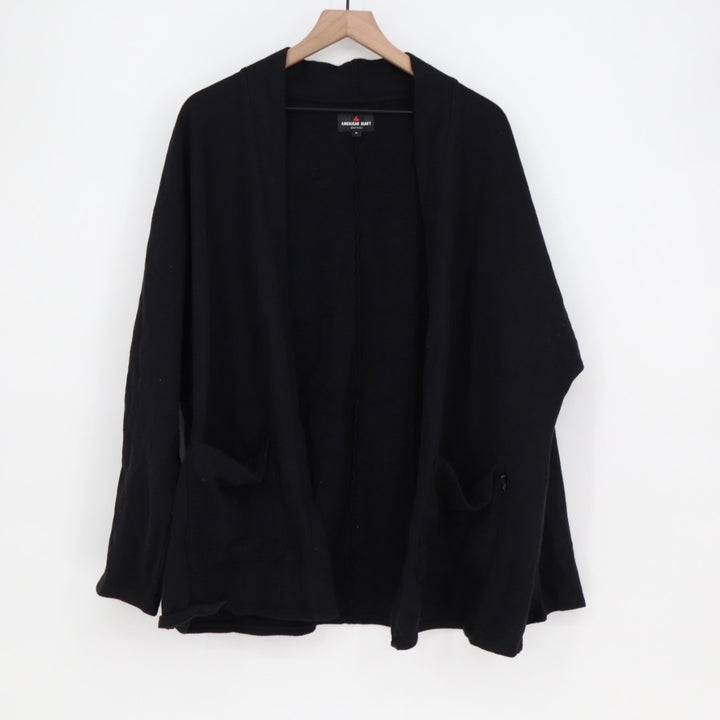 American Giant French Terry Cardigan Sweater Womens M Black Cotton Long Sleeve