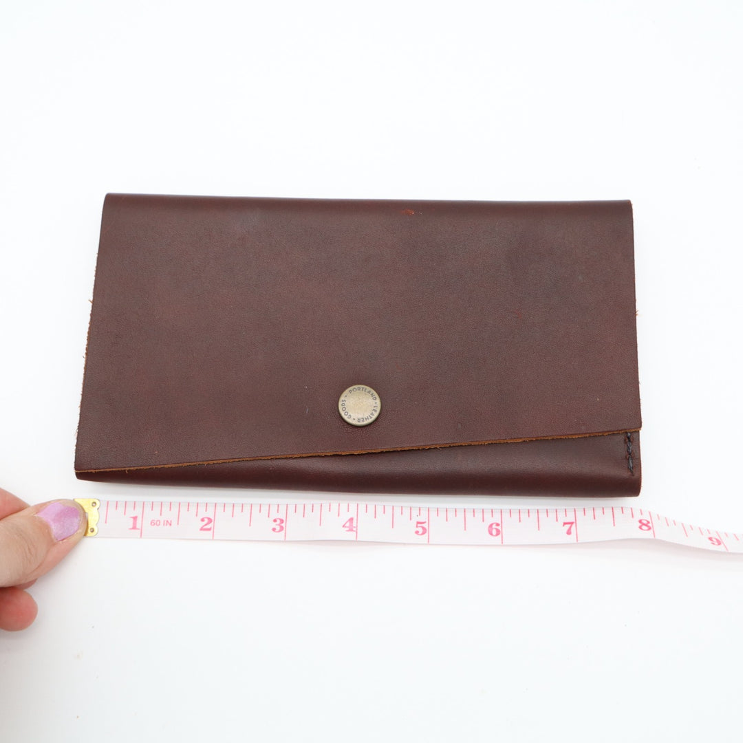 Portland Leather Goods Rancher Womens Tri-Fold Wallet Brown Leather 3 Card Slots