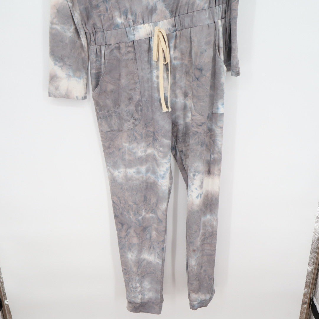 Tie Dye One Piece Jumpsuit Lounge Pajama Pants XL Grey Blue