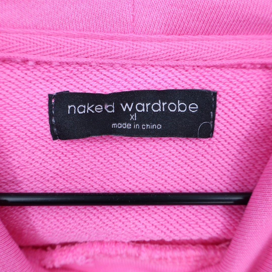 Naked Wardrobe Pink Cropped Hoodie Women's XL Long Sleeve Pullover