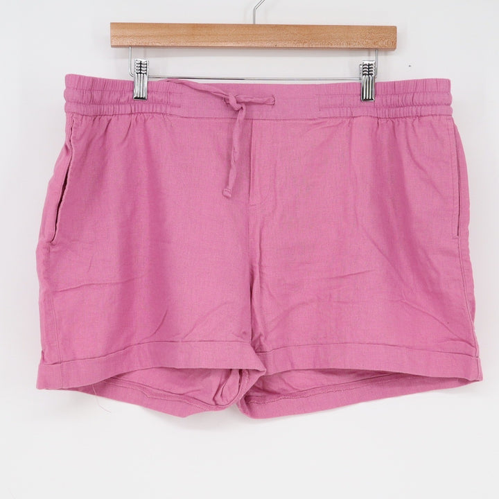Old Navy Womens XL Pink Linen Blend Elastic Waist Drawstring Shorts