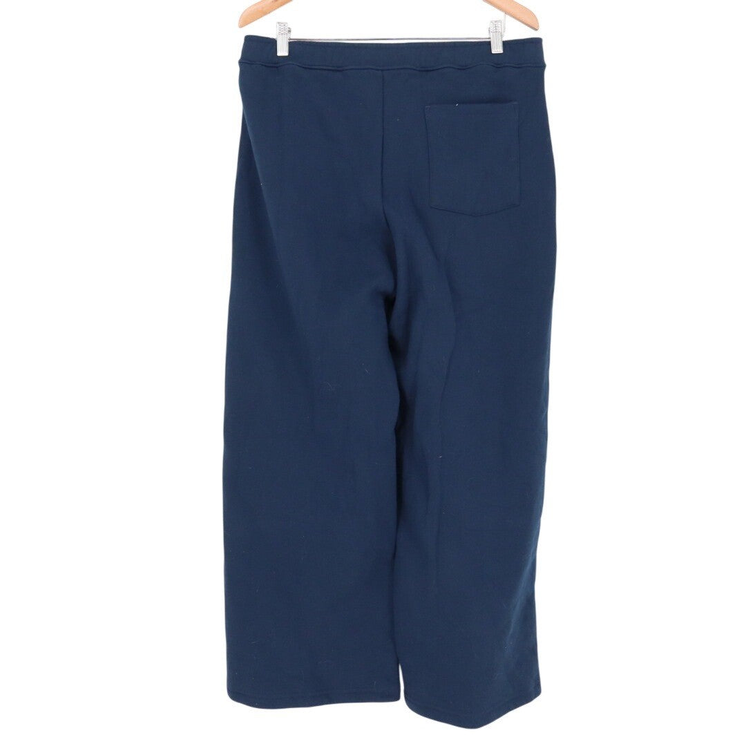 American Giant Pintuck Flare Pants Womens XL Blue Slash Pockets Elastic Waist