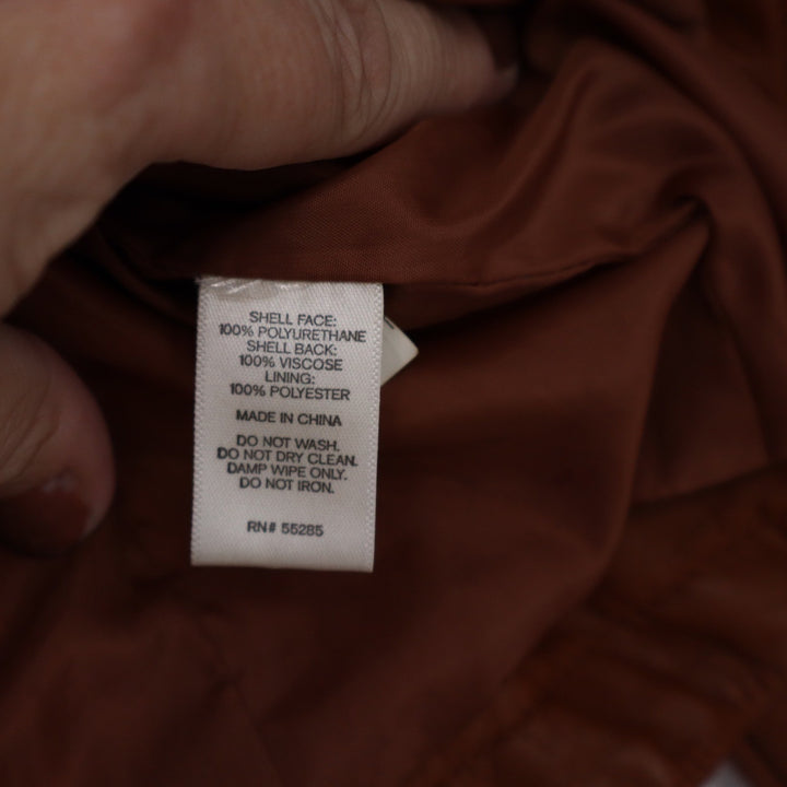 Express Womens Cognac Brown Faux Leather Quilted Moto Jacket Size S Gold Zip