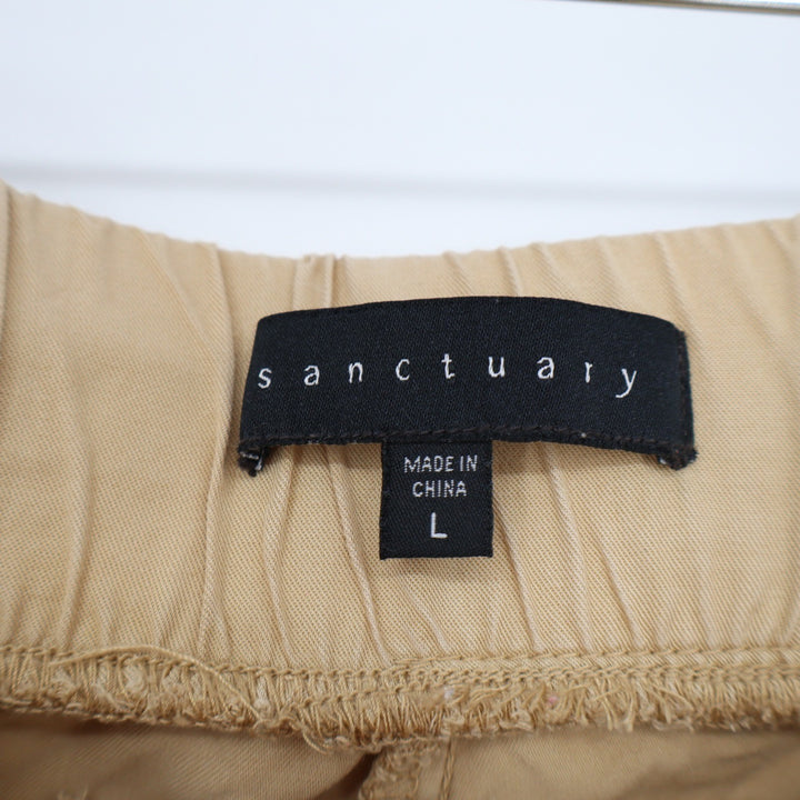 Sanctuary Tan Tencel Joggers Elastic Waist Zip Pocket Khaki Pants Large