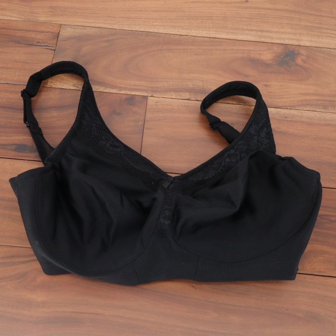 Glamorise MagicLift Seamless Firm Support T Shirt Bra 34F Black Lace Detail