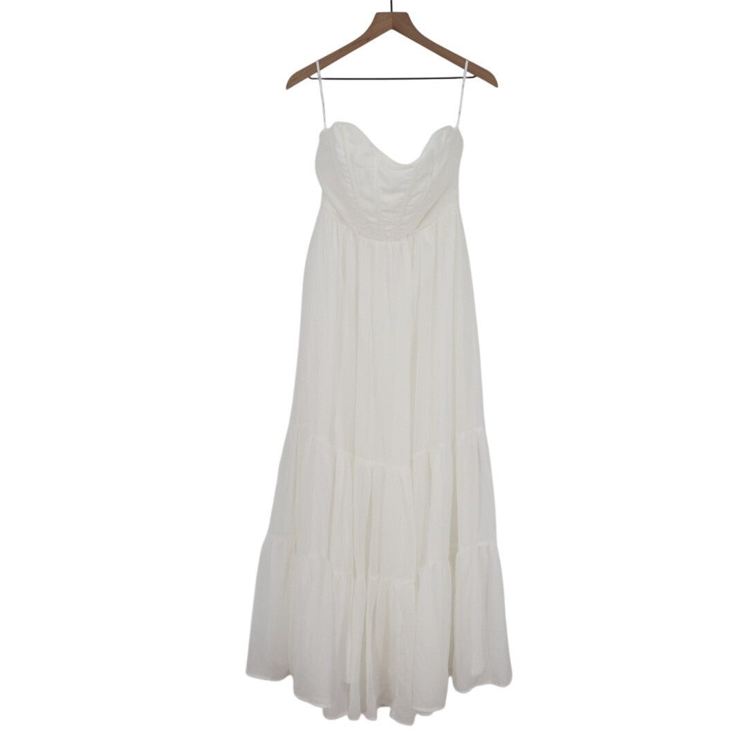 Lulus Special Moment Bustier Maxi Dress Womens Medium White Strapless Sweetheart