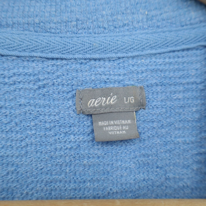 Aerie Sweatshirt Womens Large Blue Beach Fleece Long Sleeve Crew Neck Pullover
