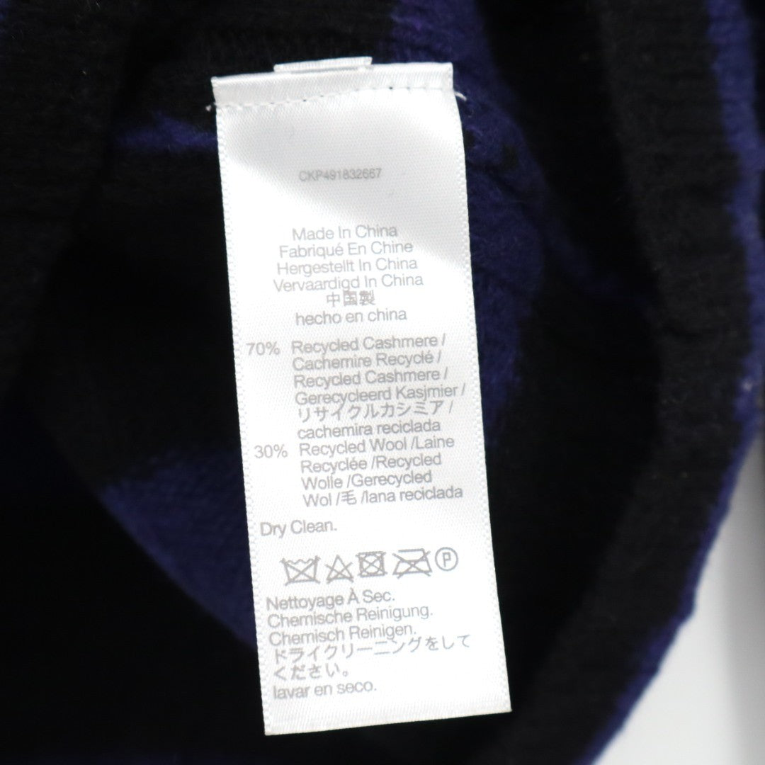 Madewell Sweater Womens XS Black Blue Knit Striped Mock Neck Ribbed Long Sleeve