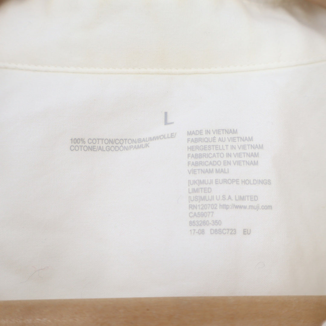 Muji Mens Long Sleeve Cotton Button Down Shirt Off White Size L