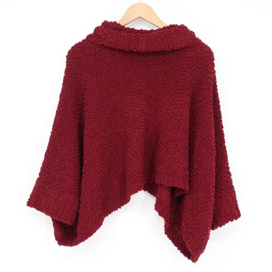 Romeo + Juliet Couture Burgundy Popcorn Knit Cowl Neck Poncho Sweater Small