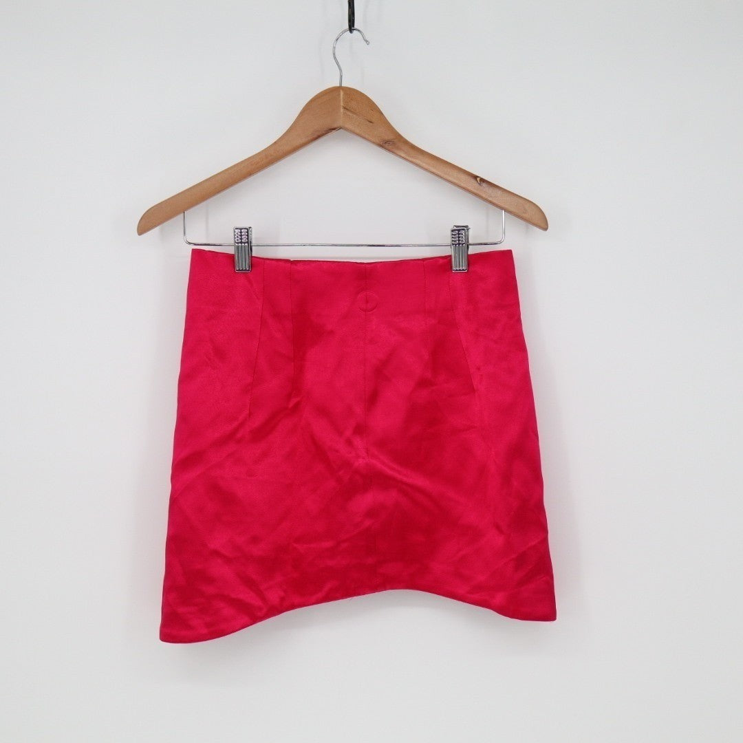 Zara Mini Skirt Women Small Fuchsia Pink Satin High Waisted Back Zip Casual Wear