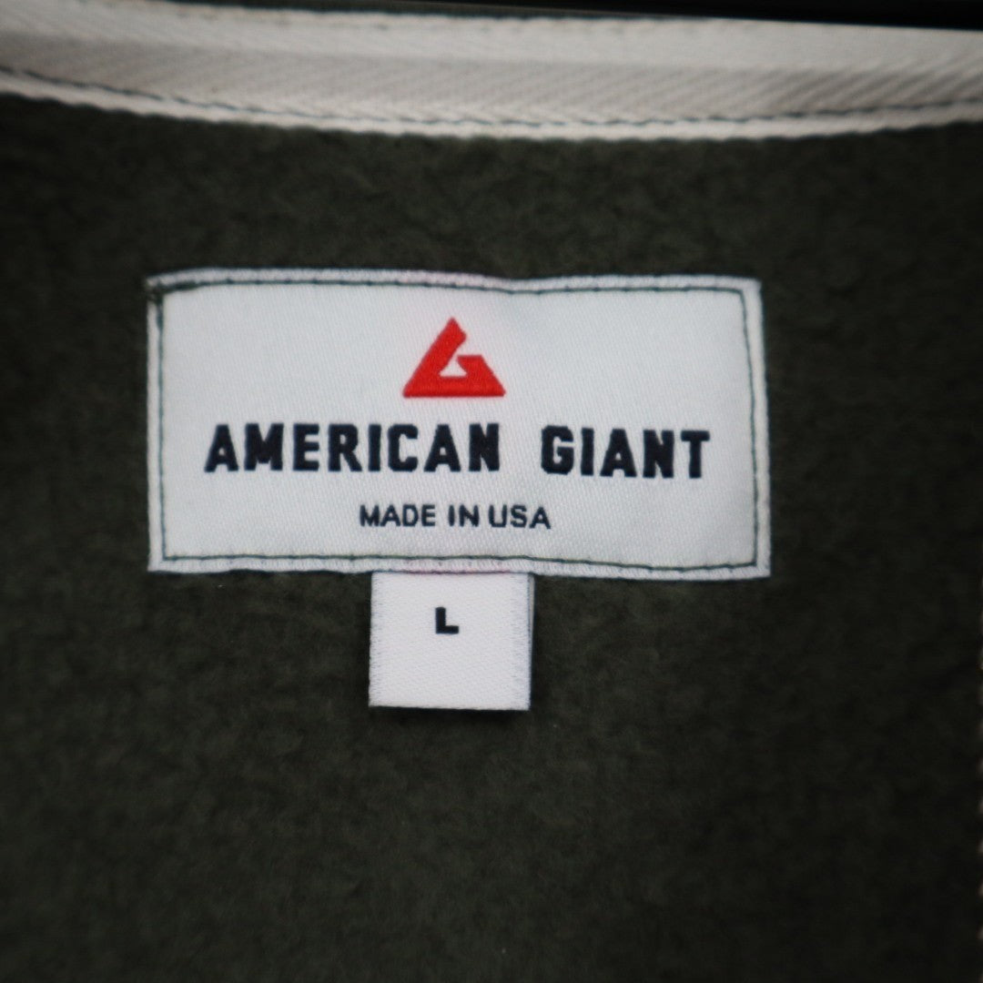 American Giant Midweight Sweatshirt Womens Large Olive Green Fleece Half Zip