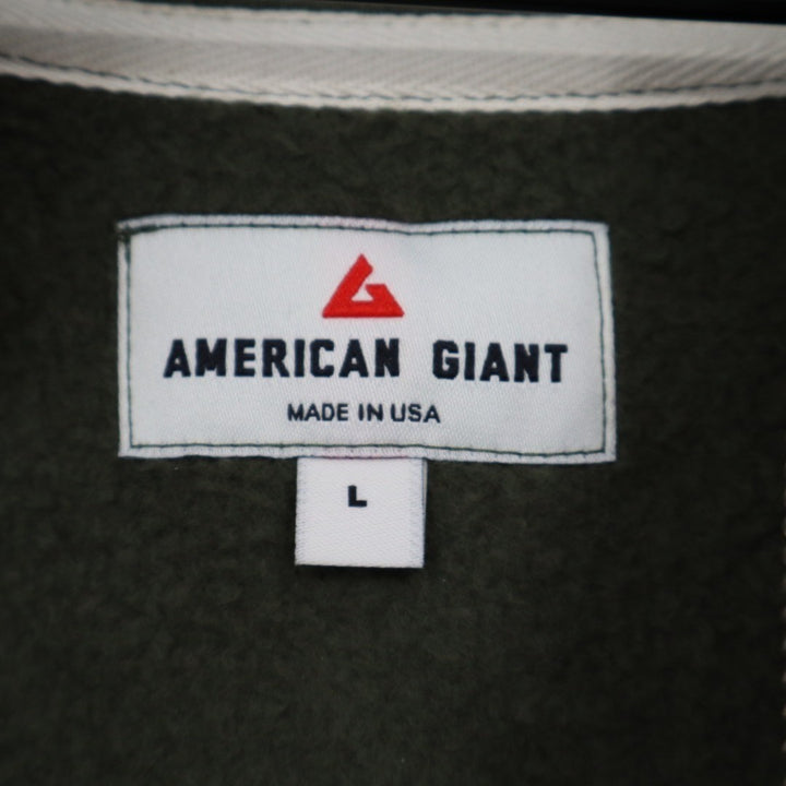 American Giant Midweight Sweatshirt Womens Large Olive Green Fleece Half Zip