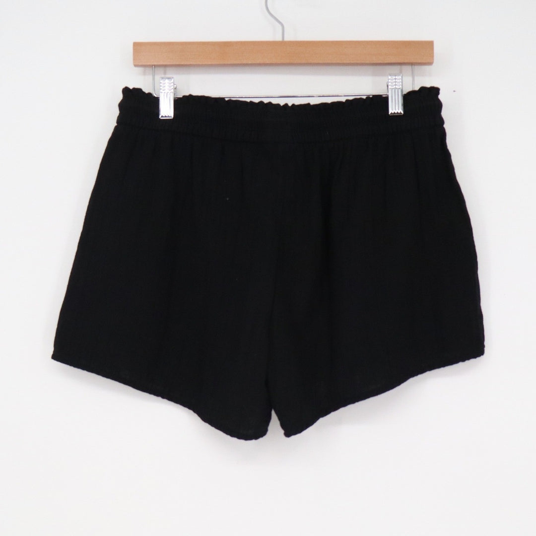 Old Navy Womens Black Cotton Gauze Shorts Comfort Waistband Drawstring Size M