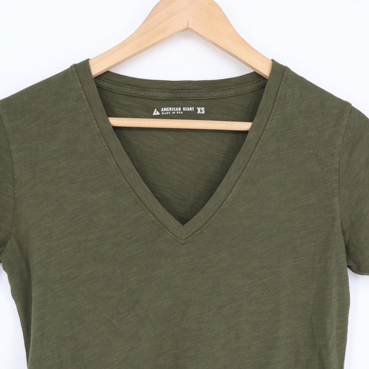 American Giant Classic T-Shirt Womens XS Olive Green Cotton Short Sleeve V-Neck