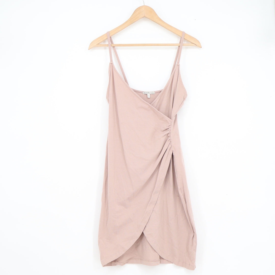 Charlotte Russe Mauve Pink Ruched Wrap Front Mini Dress Size M