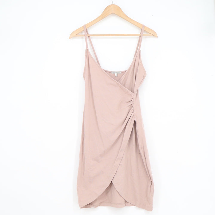 Charlotte Russe Mauve Pink Ruched Wrap Front Mini Dress Size M