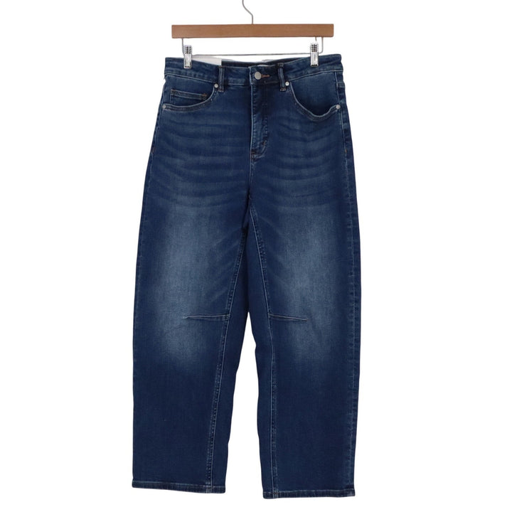 MoCo Boutique Tummy Control Barrel Jeans Medium Wash Blue High Rise 11/30 NEW