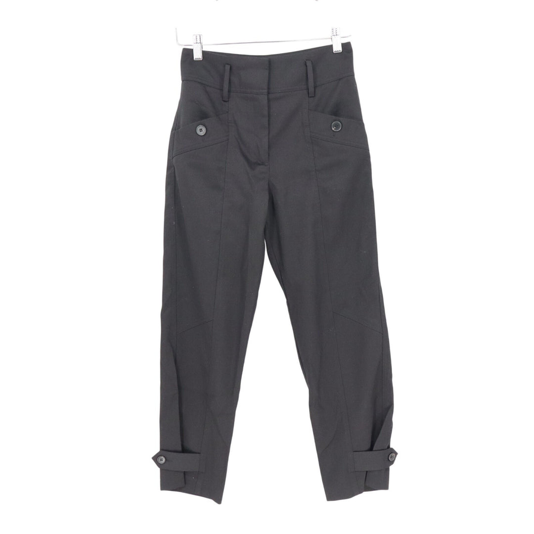 Reiss Madeline Front Pocket Tapered Pants Womens 0 Black Viscose Button Detail