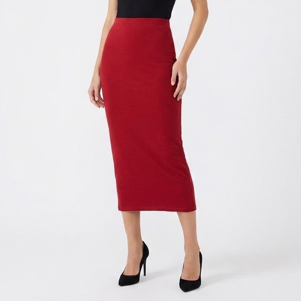 Naked Wardrobe Red Maxi Bodycon Skirt Size M