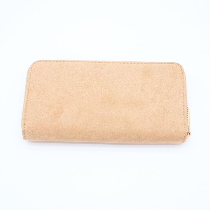 Ahdorned Womens Wallet Beige Suede Zip Around Credit Card Slots Purse