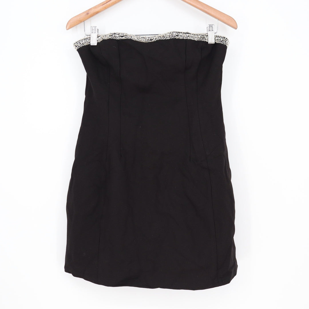 Angel Biba Arabella Mini Dress Strapless Diamante Trim Black XL