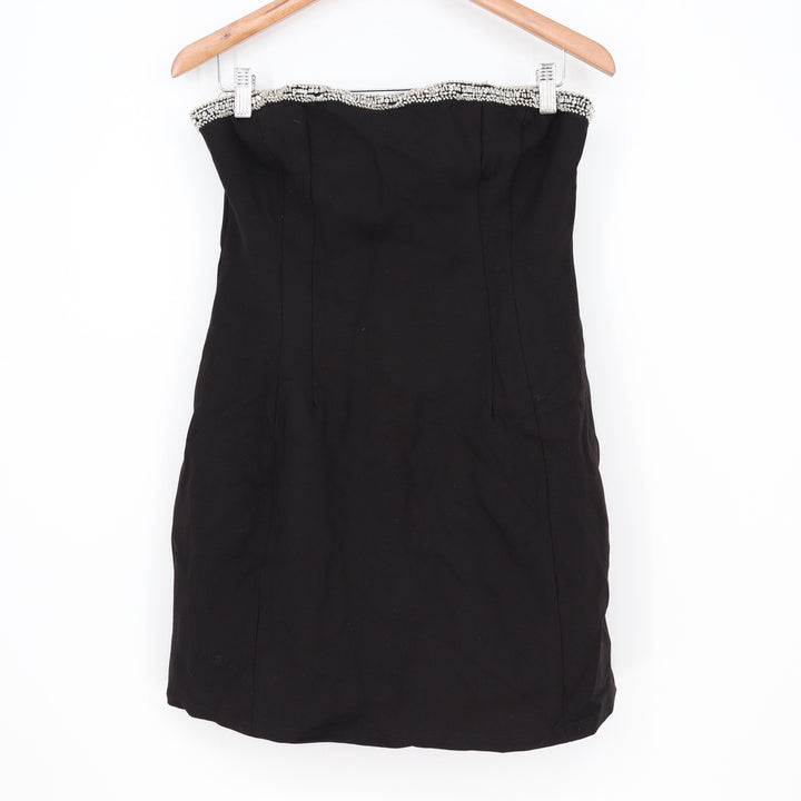 Angel Biba Arabella Mini Dress Strapless Diamante Trim Black XL