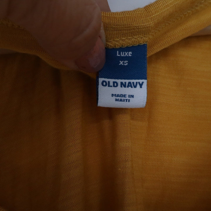 Old Navy Luxe V-Neck Tank Top Mustard Yellow Slub Knit XS