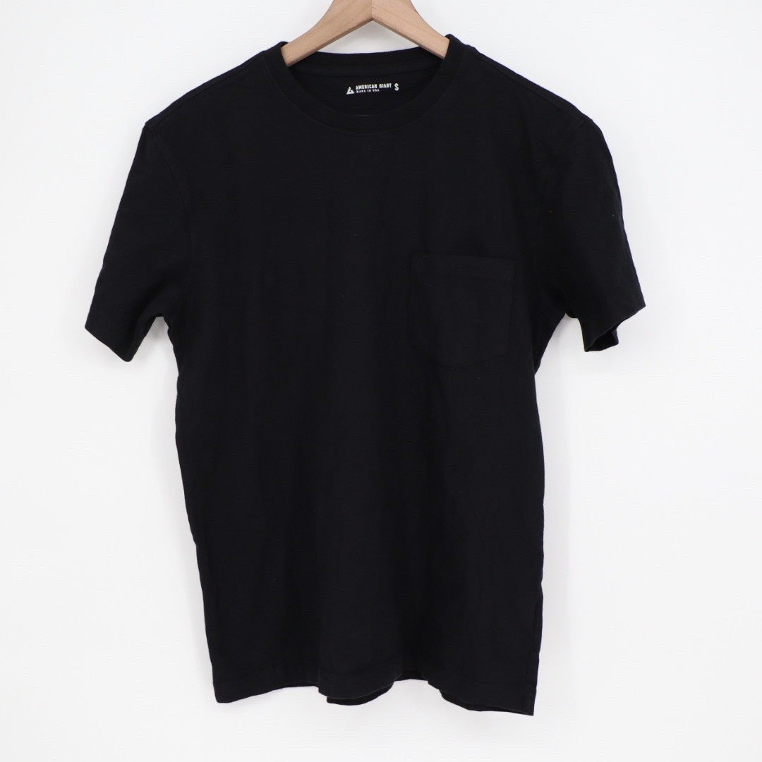 American Giant Black Cotton Pocket T Shirt Men Size S Made in USA